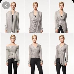 DKNY The Cozy Charcoal Gray Draped Cardigan